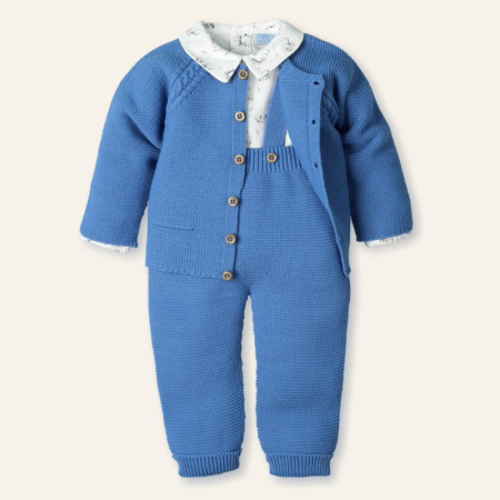 Tenue tricotée 3 pièces bleu