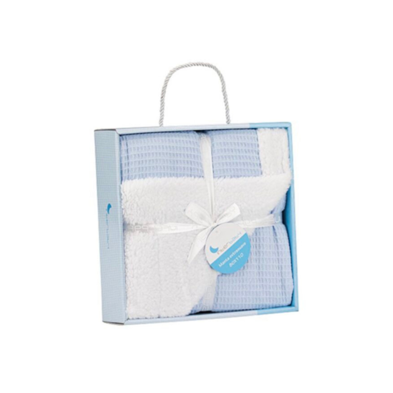 Interbaby Couverture nid d’abeille bleu