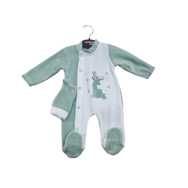 Grenouillère velours avec bonnet