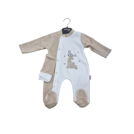 Grenouillère velours avec bonnet