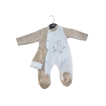 Grenouillère velours avec bonnet