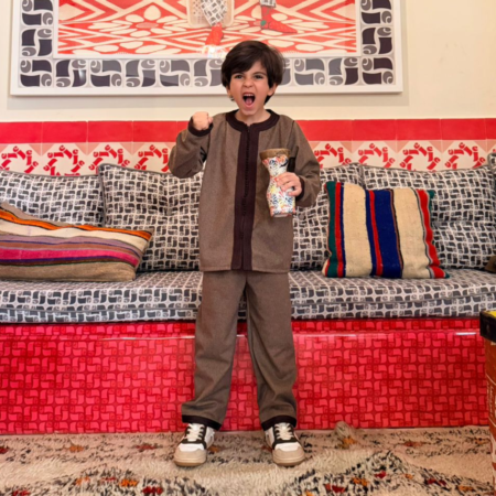 Jabador Mlifa Tweed Marron travaillé avec sfifa ton sur ton