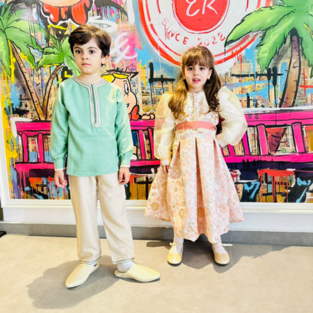 Jabador en lin Vert pastel et beige