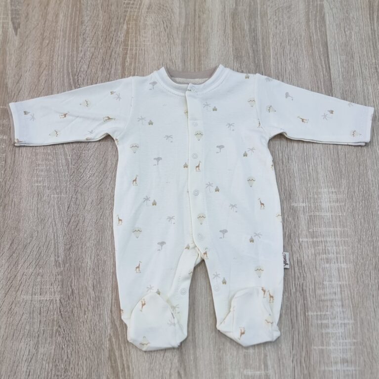 Grenouillère en coton garçon jaune/vert