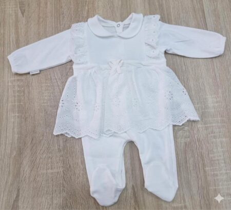 grenouillère blanche avec dentelle