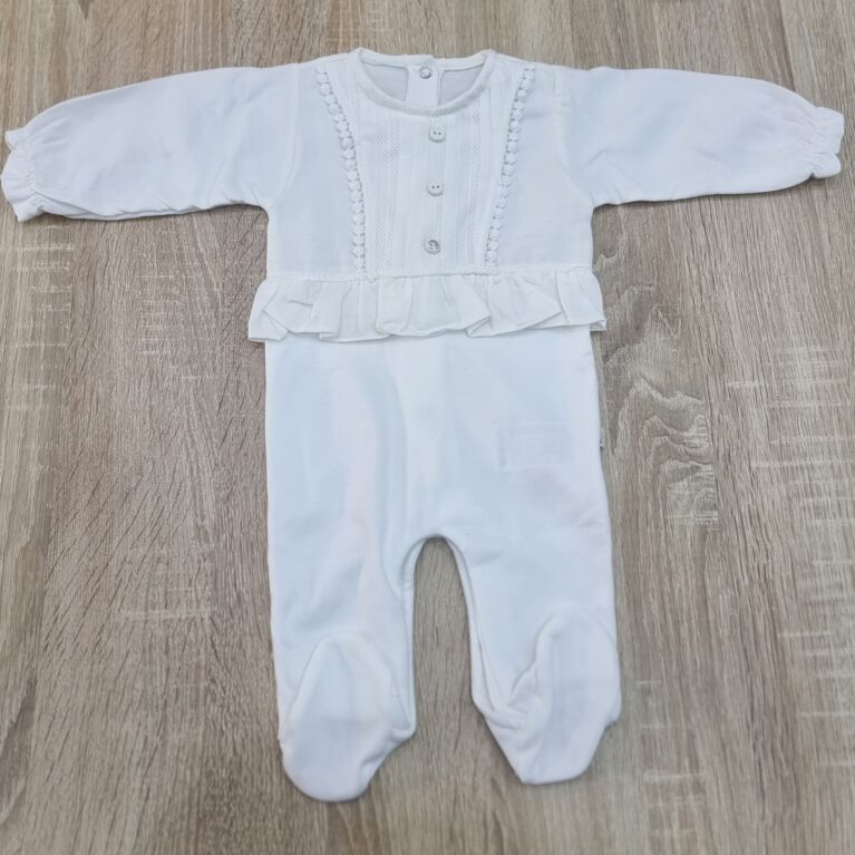 Grenouillère blanche en coton unisexe