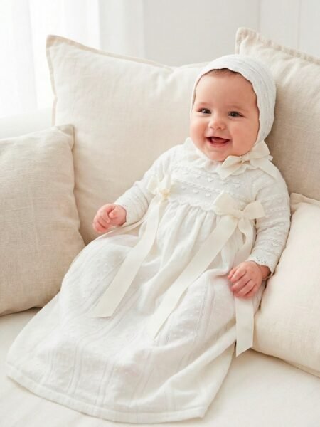 Robe de baptême Mac illusion avec bonnet