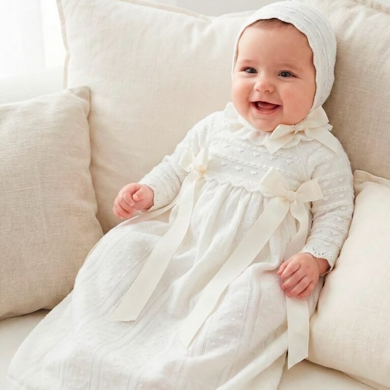 Robe de baptême Mac illusion avec bonnet