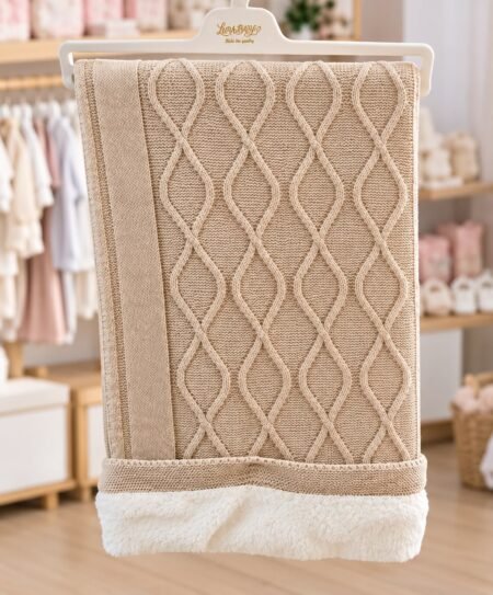 Couverture bébé tricotée – Doublure douce et moelleuse couleur beige taupe