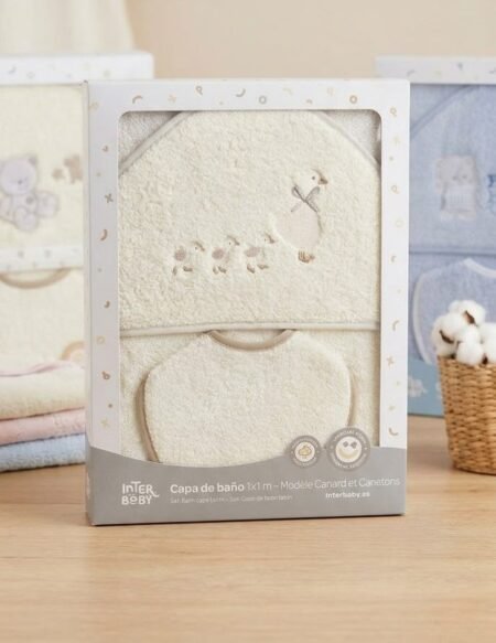 Cape de Bain Bébé 1x1m avec Bavoir